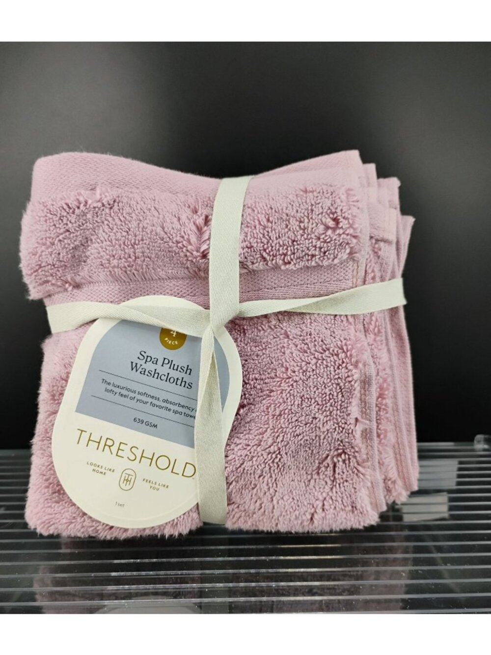 Threshold Spa Plush Washcloths Set Of 4 Rose 639 GSM Ultra Soft